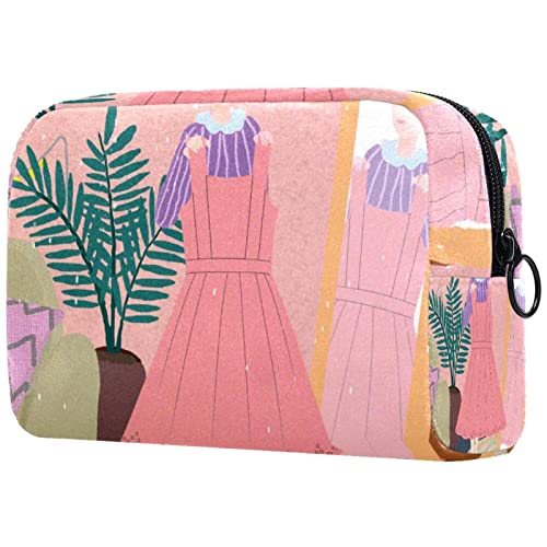 Große Kosmetiktasche, Kosmetiktasche, Reise Make up Tasche, Kosmetik Reisetaschen, tragbare Kulturtasche, geräumige Kosmetiktasche für Frauen und Mädchen,Cartoon Mädchen und Kleid von VBFOFBV