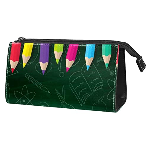 Große Make up Tasche Reißverschlusstasche Wasserdichter Reise Kosmetik Organizer für Frauen und Mädchen,Buntstifte und Tafel von VBFOFBV