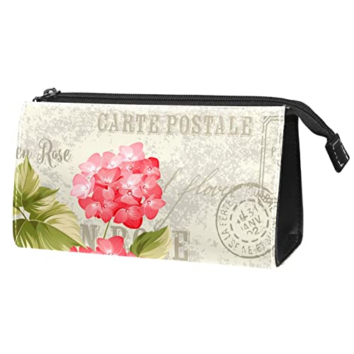 Große Make up Tasche Reißverschlusstasche Wasserdichter Reise Kosmetik Organizer für Frauen und Mädchen,Vintage Postkarte Blume Retro Blumen von VBFOFBV