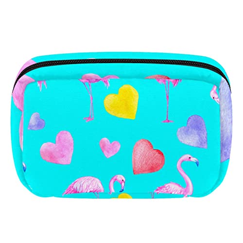 Hängender Reise Kulturbeutel, Kosmetik Make up Organizer für Frauen und Männer,Bunter Flamingo Liebes Herz Sommer von VBFOFBV