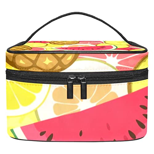 Hängender Reise Kulturbeutel, Kosmetik Make up Organizer für Frauen und Männer,Cartoon Wassermelone Ananas Zitrone Sommer von VBFOFBV