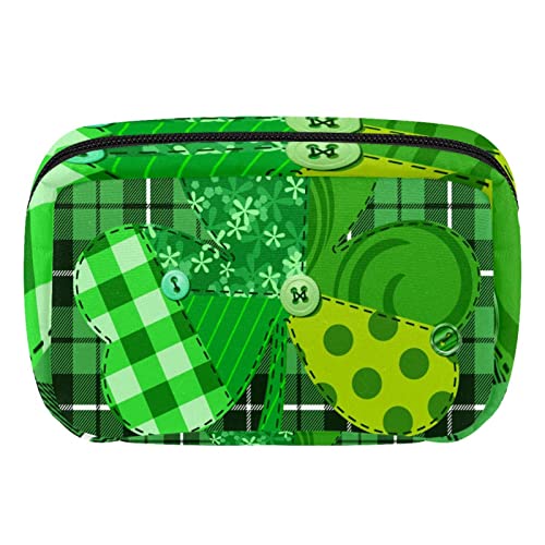 Hängender Reise Kulturbeutel, Kosmetik Make up Organizer für Frauen und Männer,Happy St. Patrick's Day Gitter Plaid Grün von VBFOFBV