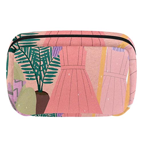 Kleine Make up Tasche für Geldbörse, Reise Kosmetiktasche, Make up Tasche, tragbar, vielseitig, Reißverschlusstasche für Frauen,Cartoon Mädchen und Kleid von VBFOFBV