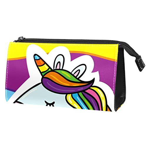 Kosmetiktasche für Frauen, entzückende, geräumige Make up Taschen, Reise, wasserabweisender Kulturbeutel, Zubehör Organizer,Einhorn Cartoon Regenbogen von VBFOFBV