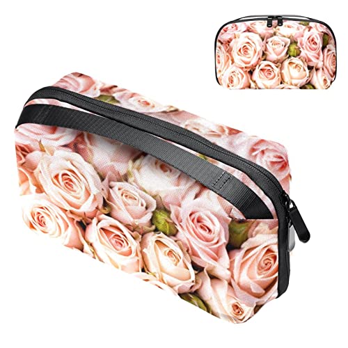 Kulturbeutel für Männer, großes Reise Rasierset, wasserabweisend, Badezimmer Organizer, Kosmetiktaschen,Rosa Rosen Blumen Frühlings Valentinstag von VBFOFBV