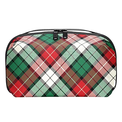 Kulturbeutel für Männer, großes Reise Rasierset, wasserabweisend, Badezimmer Organizer, Kosmetiktaschen,Weihnachtsgitter Plaid Gitter Check von VBFOFBV