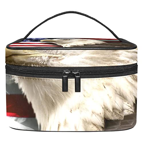 Make up Tasche, Kosmetiktasche für Frauen, Kosmetik, große Reise Kulturtasche für Mädchen, Make up Tasche, Pinseltaschen,Adler und amerikanische Flagge von VBFOFBV