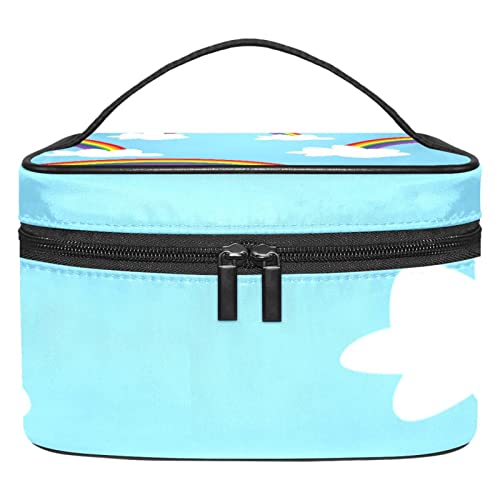 Make up Tasche, Kosmetiktasche für Frauen, Kosmetik, große Reise Kulturtasche für Mädchen, Make up Tasche, Pinseltaschen,Cartoon Himmel Regenbogen von VBFOFBV