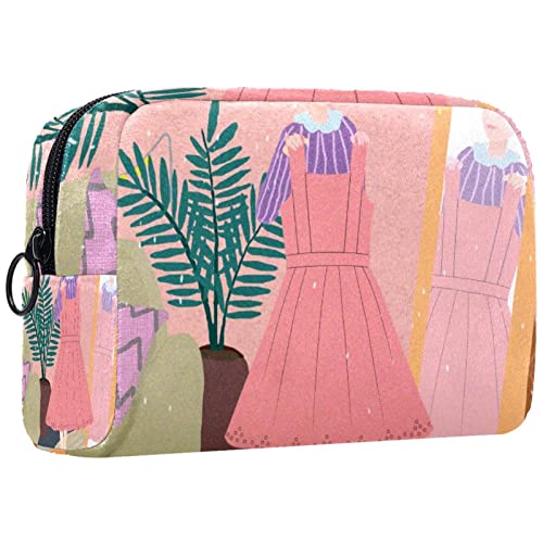 Make up Tasche, Kosmetiktasche für Frauen, Kosmetik, große Reise Kulturtasche für Mädchen, Make up Tasche, Pinseltaschen,Cartoon Mädchen und Kleid von VBFOFBV