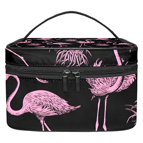 Make up Tasche, Kosmetiktasche für Frauen, Kosmetik, große Reise Kulturtasche für Mädchen, Make up Tasche, Pinseltaschen,Flamingo Rosa Vintages tropisches Tier modern von VBFOFBV