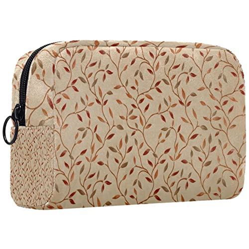 Make up Tasche, Kosmetiktasche für Frauen, Kosmetik, große Reise Kulturtasche für Mädchen, Make up Tasche, Pinseltaschen,Pflanzenblätter Khaki Vintage Muster Pastorable von VBFOFBV