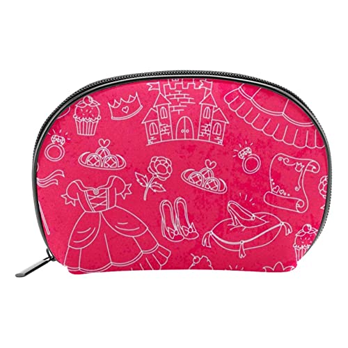 Make up Tasche, Kosmetiktasche für Frauen, Kosmetik, große Reise Kulturtasche für Mädchen, Make up Tasche, Pinseltaschen,Rosa Kleid Muster Mädchen Karikatur von VBFOFBV