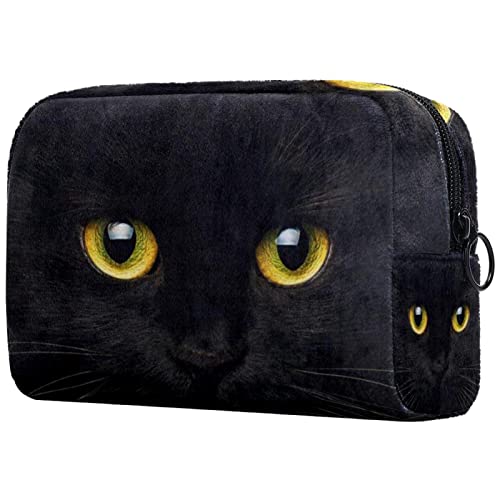 Make up Tasche, Kosmetiktasche für Frauen, Kosmetik, große Reise Kulturtasche für Mädchen, Make up Tasche, Pinseltaschen,Schwarze Katze Tier Halloween von VBFOFBV