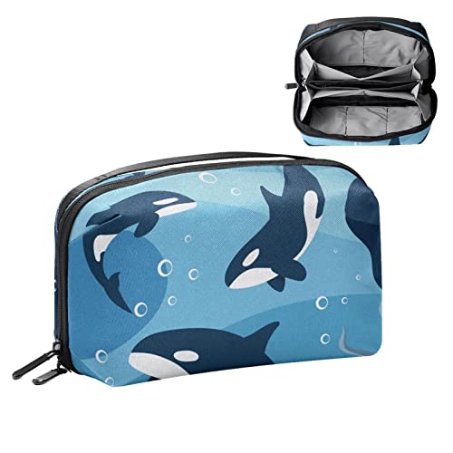 Make up Taschen für Frauen, Make up Reisetasche, wasserdichte Make up Organizer Tasche,Cartoon Meerestier Korallenwal von VBFOFBV