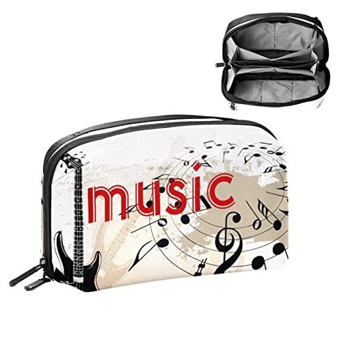 Make up Taschen für Frauen, Make up Reisetasche, wasserdichte Make up Organizer Tasche,Musik Gitarren Rock Noten Weinlese von VBFOFBV