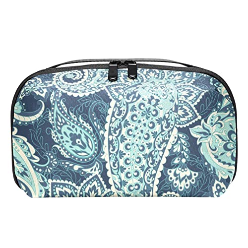 Make up Taschen für Frauen, Make up Reisetasche, wasserdichte Make up Organizer Tasche,Paisley Cashew Blumen ethnisches Vintages grünes Blau von VBFOFBV