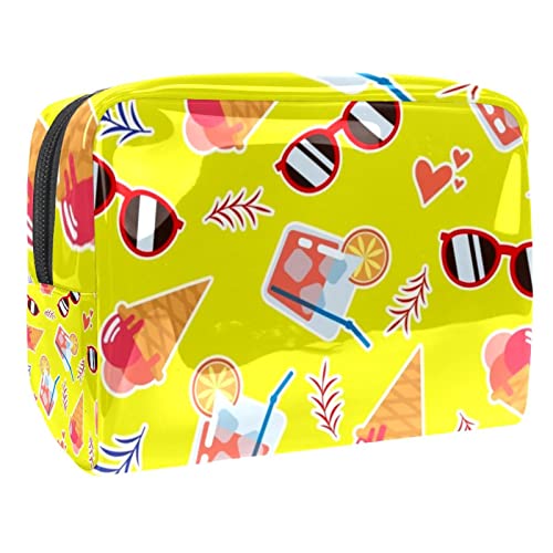 Make up Taschen für Frauen, Make up Reisetasche, wasserdichte Make up Organizer Tasche,Sommer Karikatur Eiscreme Saft Gelb von VBFOFBV