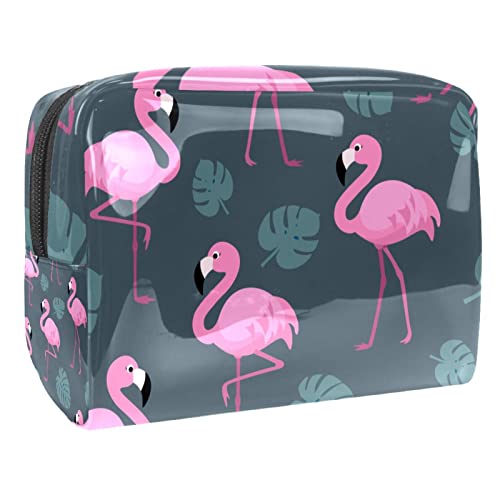 Reise Kulturtasche für Damen und Herren, Wasserabweisende Rasiertasche für Kulturzubehör,Flamingo rosa graue Tropische Blätter modern von VBFOFBV