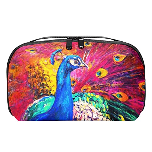 Reise Kulturtasche für Damen und Herren, Wasserabweisende Rasiertasche für Kulturzubehör,Pfau Ölgemälde Kunst von VBFOFBV