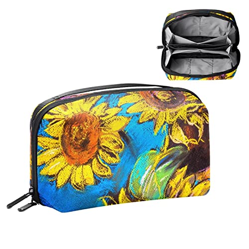 Reise Kulturtasche für Damen und Herren, Wasserabweisende Rasiertasche für Kulturzubehör,Sonnenblumen Ölgemälde abstrakte Kunst von VBFOFBV