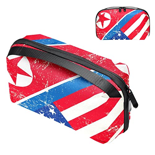 Reise Kulturtasche für Damen und Herren, Wasserabweisende Rasiertasche für Kulturzubehör,USA und nordkoreanische Flagge von VBFOFBV