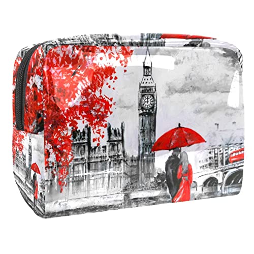 Reise Kulturtasche für Damen und Herren, Wasserabweisende Rasiertasche für Kulturzubehör,Vintage Ölgemälde London Landschaft regnerischen Tag von VBFOFBV