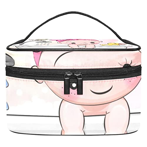 Unisex Kulturbeutel Reise Dopp Kit, Aufbewahrungsbeutel mit Griff für Kosmetik Toilettenartikel Bürsten Werkzeuge,Cartoon Mädchen und Tier von VBFOFBV