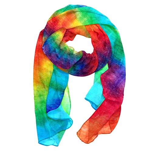 VBFOFBV Chiffon-Schals, Tücher und Wraps für Abendkleider, großer weicher Hochzeitsschal,Krawatten Regenbogen Kunst modern von VBFOFBV