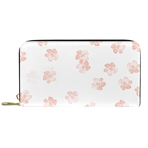 VBFOFBV Damen-Leder-Geldbörse mit großem Fassungsvermögen, rundum Reißverschluss, Reisetasche, Japanische Kirschblüte Frühlingsblume weiß von VBFOFBV