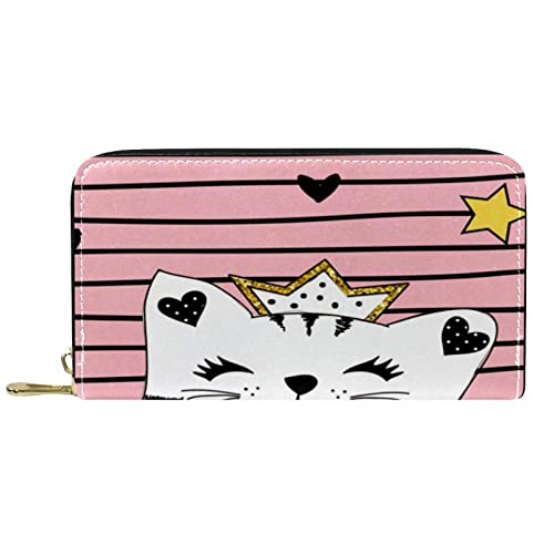 VBFOFBV Geldbörse für Damen Mädchen Damen Clutch Geldbörse Kartenhalter, Cartoon Tier Katze Rosa von VBFOFBV
