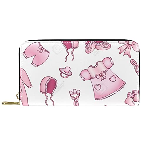 VBFOFBV Geldbörse für Frauen, Mehrzweck-Designer-Reisegeldbörse, Lange Handtasche mit Mehreren Taschen, Rosa Bogen reizendes Muster von VBFOFBV