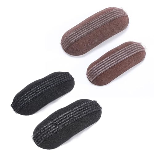 VBSJAH 4 Stücke Haarkissen, Invisible Fluffy Hair Clip Haarpolster, Perfect Puff Haar Kopf Puffhaarkopfkissen Kopf- Und Gesichtsform, Damen- Und Mädchen-Accessoires (Schwarz und Braun) von VBSJAH