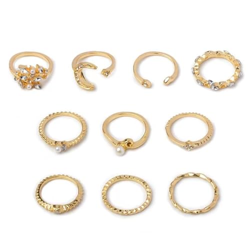 VBSJAH Vintage Gold Knuckle Ringe Set, 10 Stück Ringe für Damen Edelstahl Dünn Midi Fingerring Minimalistisch Daumenringe Set Stapelbarer Knuckle Ringe Silber Einfaches Twist Ringe Frauen von VBSJAH
