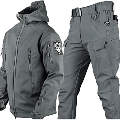 VBVARV Militärische Taktische Herren-Kampfuniform wasserdichte Armee-Kampfanzug-Sets Camouflage Softshell-Jacken-Hosen Jagdkleidung,Grau,XXXL VBVARV Militärische Taktische Herren-Kampfuniform wasserdichte Armee-Kampfanzug-Sets Camouflage Softshell-Jacken-Hosen Jagdkleidung,Grau,XXXL von VBVARV
