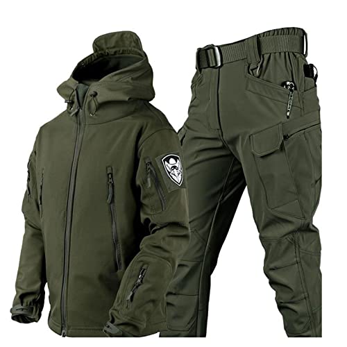 VBVARV Militärische Taktische Herren-Kampfuniform wasserdichte Armee-Kampfanzug-Sets Camouflage Softshell-Jacken-Hosen Jagdkleidung,Military Green,M von VBVARV