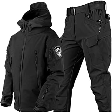 VBVARV Military Tactical Herren Kampfuniform Set Hemd Und Hose Sets Cp Camo Uniformen Army Airsoft Paintball Jagd,Schwarz,XL von VBVARV