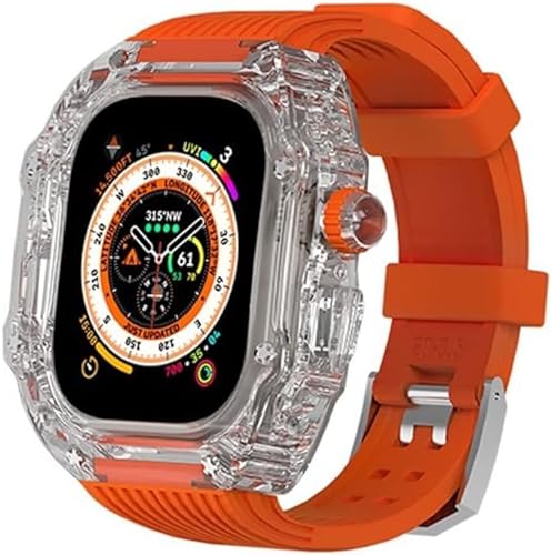 VBWVA Transparentes Uhrengehäuse, fluoriertes Gummiband, für Apple Watch Serie Ultra 9, 8, 7, 6, 5, SE, 45 mm, 44 mm, Ersatzteil, transparentes Uhrengehäuse, Mod Kit-Zubehör, 44mm, Achat von VBWVA