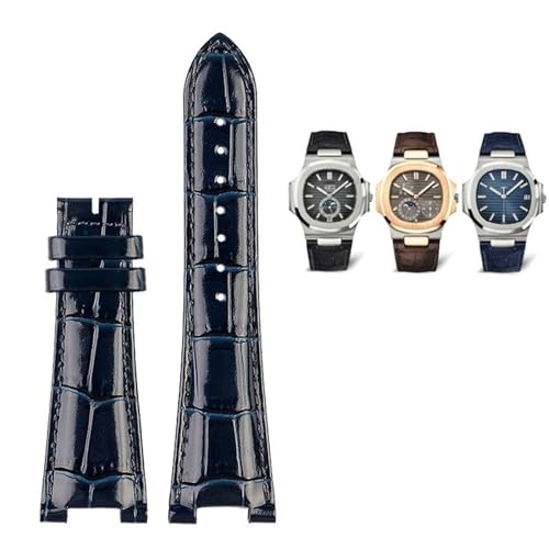 VBWVA Uhrenarmband für Patek Philippe Nautilus 7118 5712, echtes Leder, Stahlverbinder 5711 5712G, Notch, 25 x 13 mm, 25mm-13mm, Achat von VBWVA