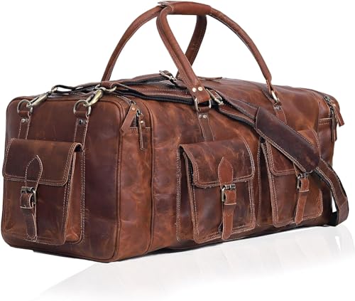 Große Seesäcke für Herren Reisetasche Leder Reisetasche Übernachtung Gym Sport Wochenende Tasche, hellbraun, 28" X-Large Tan, Reisetasche von VC VINTAGE COUTURE