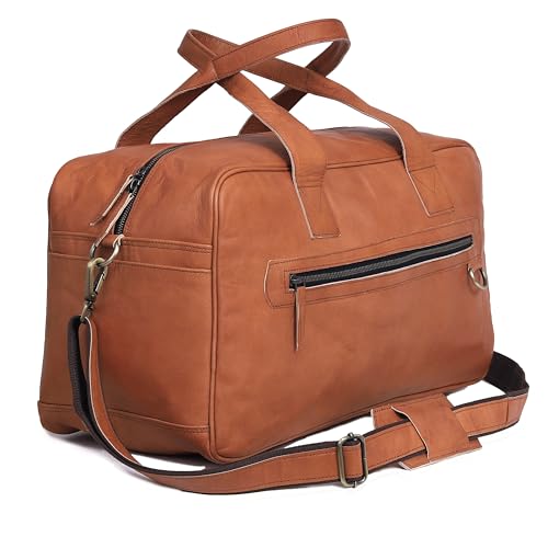 VC VINTAGE COUTURE Vintage Leder Duffle Bag für Reisen oder das Fitnessstudio, Duffel Bag für Damen und Herren - Braun, Braun, 20" Length x 9" height x 10.5" Width, Gepäck von VC VINTAGE COUTURE