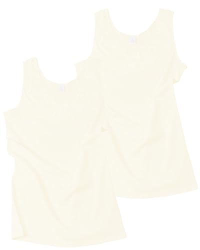2 Stück Da. Shirt-Top- Unterhemden Gekämmte Baumwolle mit extra großer Spitze Ohne Seitennaht (48/50, Sekt-Champagne) von VCA