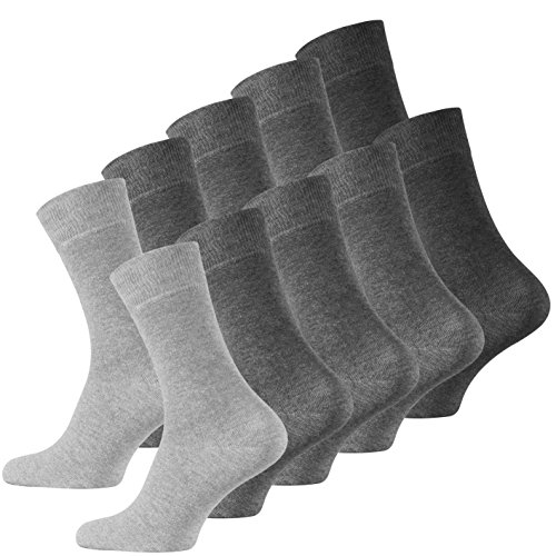 VCA 10 Paar Herren Baumwoll Business Socken in melierten Grau-Tönen von VCA