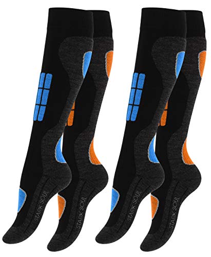 STARK SOUL 2 Paar Damen SKI Funktionssocken, Skisocken mit Spezialpolsterung, Blau/Orange, Gr. 35-38 von STARK SOUL