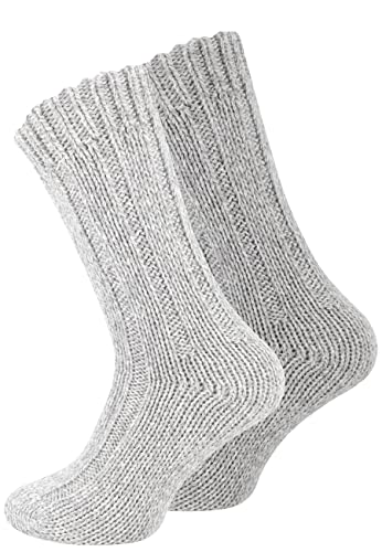 VCA 2 Paar Norwegersocken (Wollsocken), Stricksocken für Damen und Herren, Grau, Gr. 39-42 von VCA