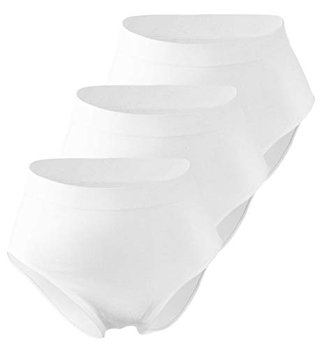 Yenita 3er Pack Microfaser Taillen-Slips Damen Maxi Slip, Weiss Gr. L von Yenita