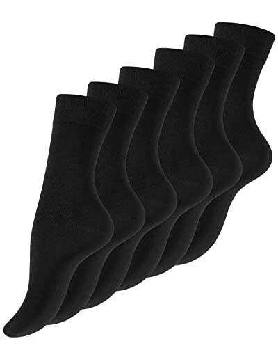 VCA 6 Paar Damen Wohlfühlsocken, Ohne Gummibund, Baumwolle, handgekettelte druckfreie Spitze (39/42, schwarz) von Vincent Creation