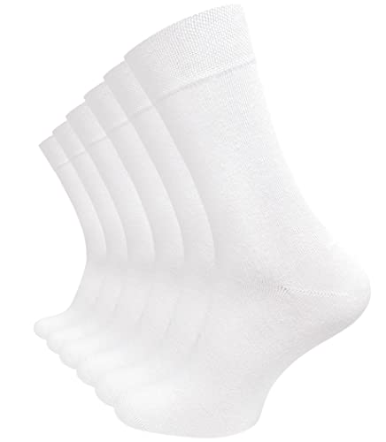 VCA 6 Paar Herren Diabetiker Socken, Ohne Gummibund, Baumwolle, handgekettelte druckfreie Spitze (39/42, weiss) von VCA