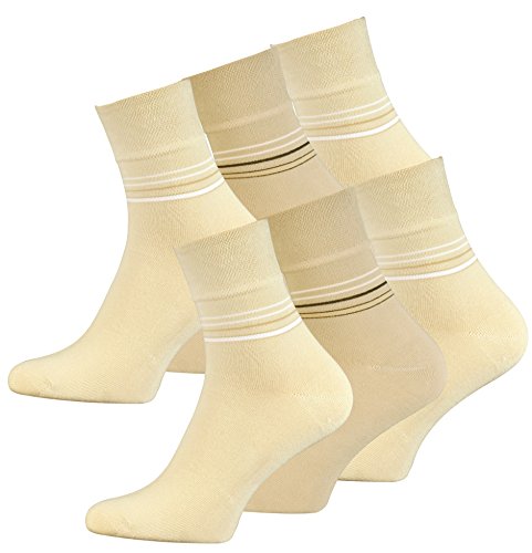 VCA 6 Paar Herren Kurzschaft Socken aus gekämmter Baumwolle, ohne Gummibund, ohne Naht, Top Qualität, Beige, Sand, Sand, 39/42 von VCA