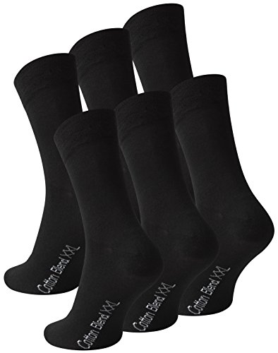 6 Paar Herren Socken schwarz Uni Übergröße XXL (Gr. 47-50 ) Baumwolle von VCA