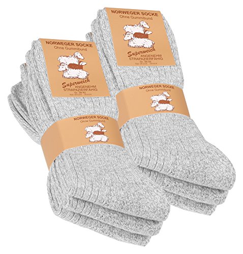 VCA 6 Paar Norweger Socken mit Wolle weich gepolsterter Plüschsohle Wintersocken Herrensocken mit Polstersohle von VCA